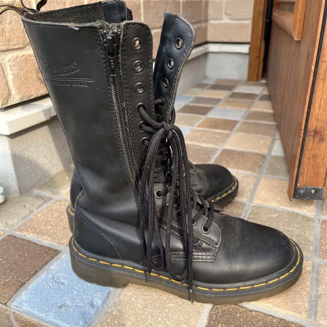 14ホール Dr. Martens ブラックレザー ロングブーツ