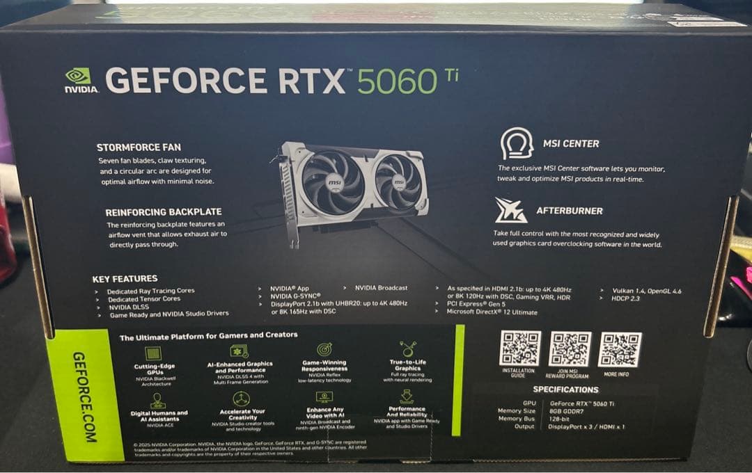 グラフィックボード・グラボ・ビデオカード MSI GeForce RTX 5060 Ti 8G VENTUS 2X OC