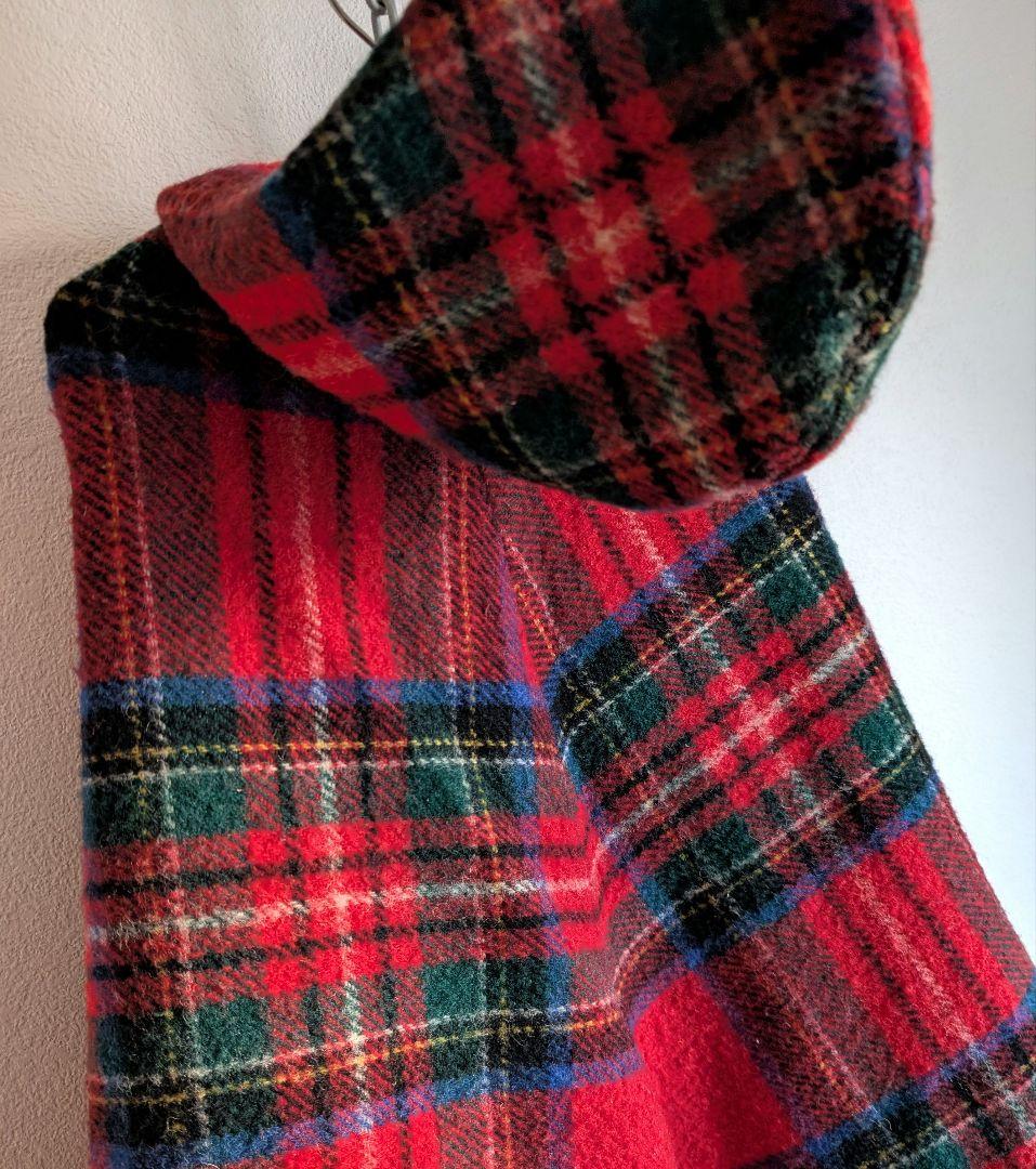 60's　70's　ヴィンテージ　タータンチェック　ケープジャケット　フード付き