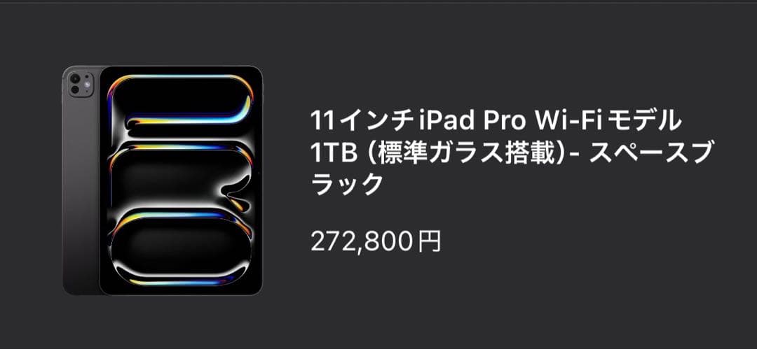 【極美品】iPad Pro M4 1TB Wi-Fiモデル スペースブラック