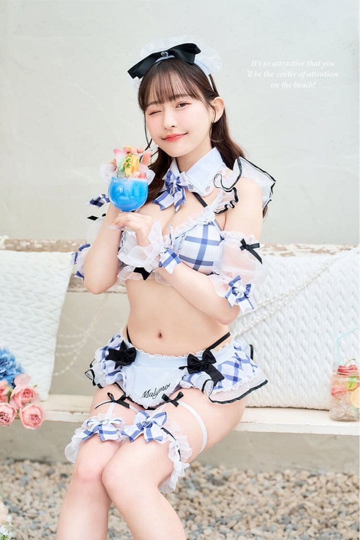 n*n様 フリルチェックアラモードビキニ　ネイビー　マリームーン　MZ-25-1