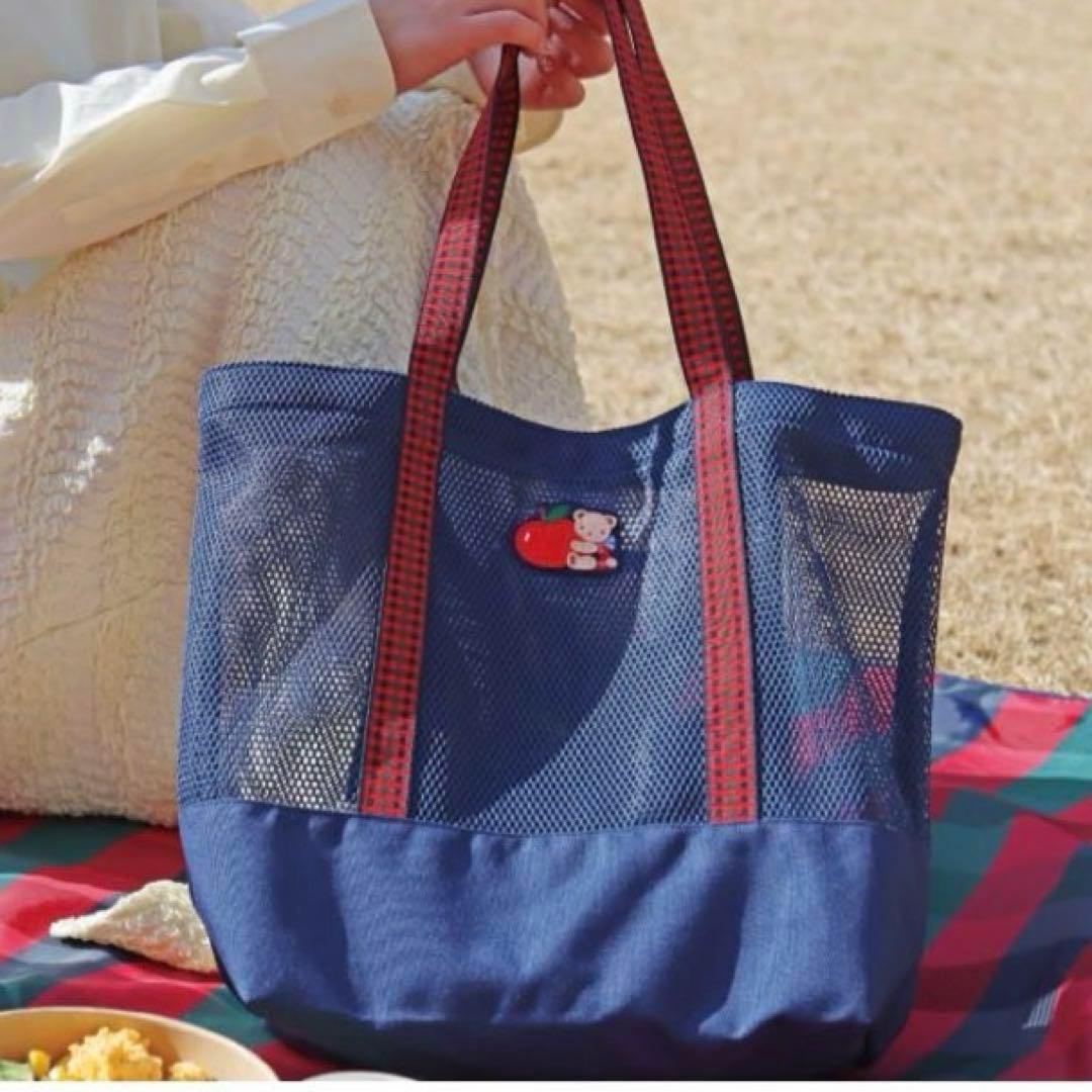 新品 未使用 ファミリア familiar メッシュトートバッグ ネイビー