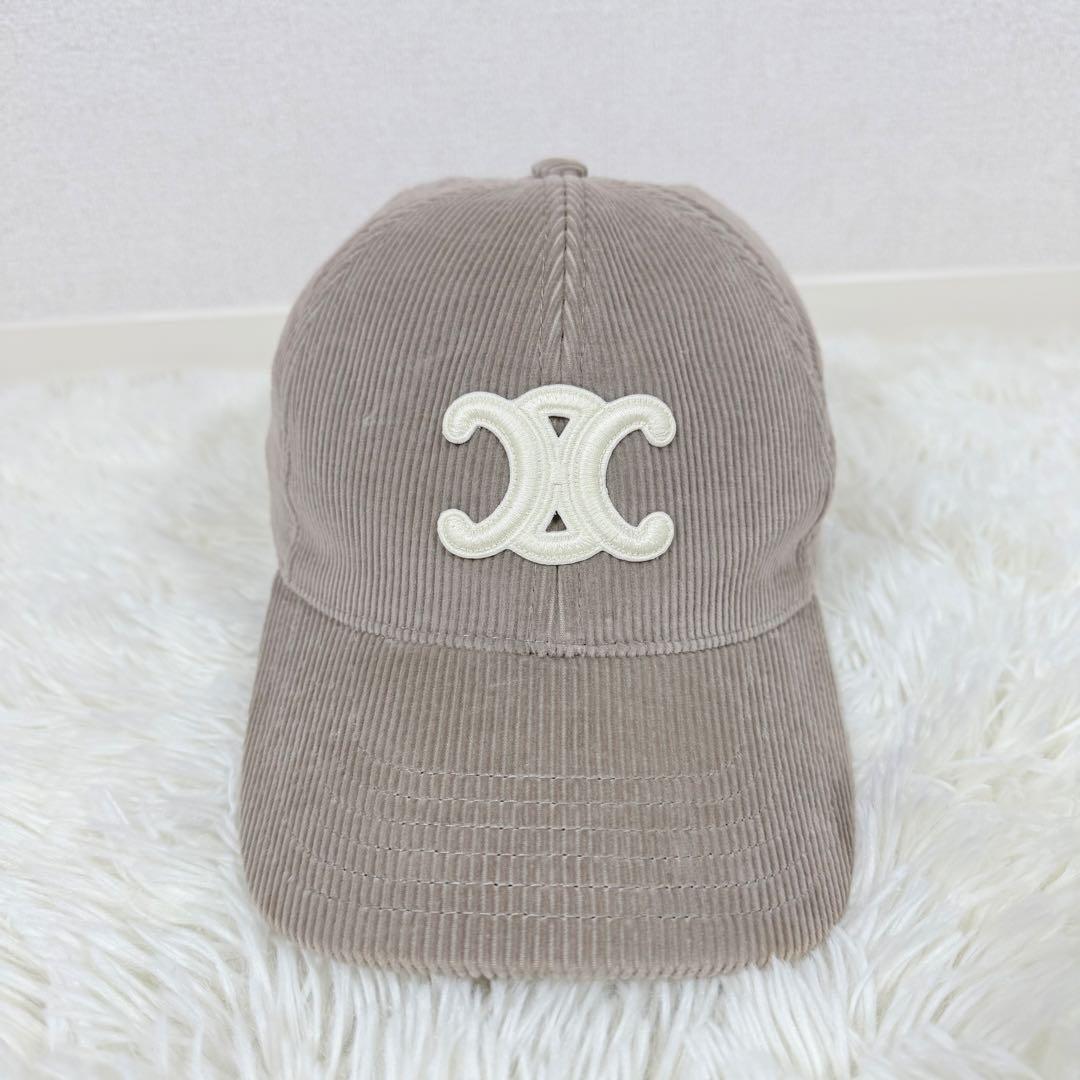 CELINE トリオンフ ベースボールキャップ コーデュロイ ベージュ L