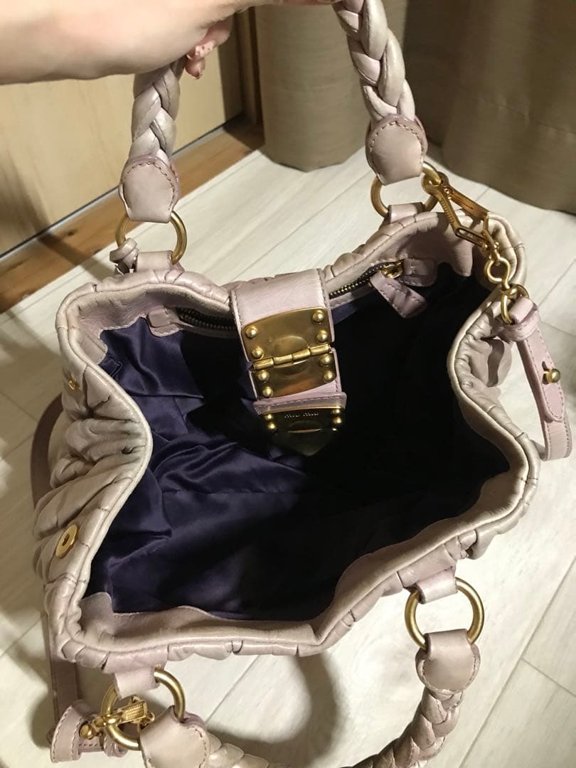 ミュウミュウ miumiu マテラッセ ハンドバッグ レザー キャメル