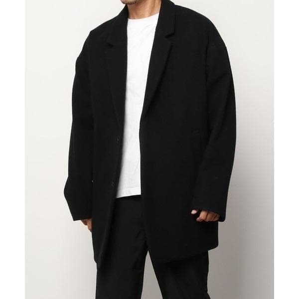 良品 定価70400円 COOTIE ウールモッサ チェスターコート ブラックL