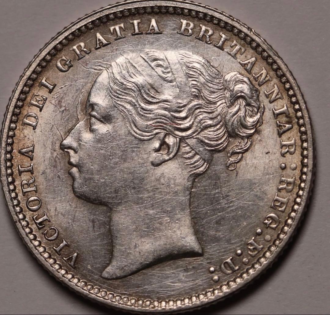 k*e様 1878年 英国ヤングヴィクトリア女王 シリング銀貨　ハイグレード