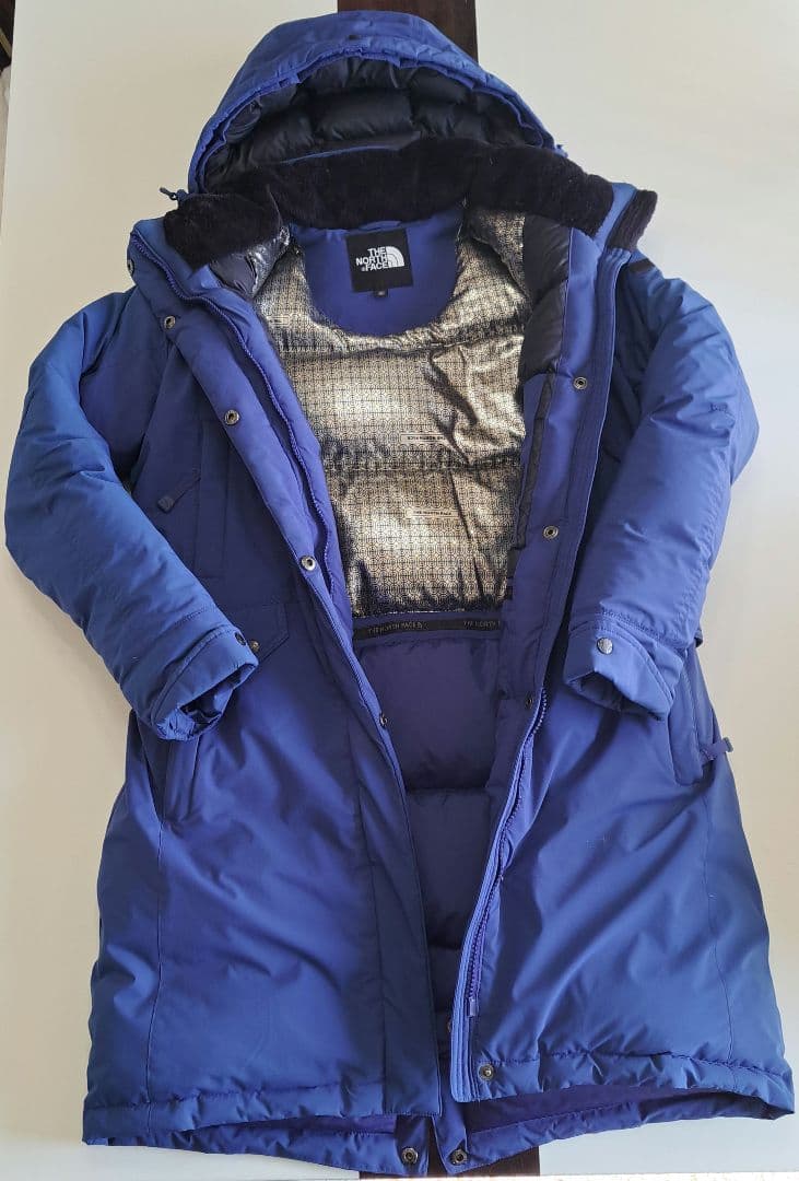 THE NORTH FACE 青レディースダウンジャケットフード付きL寸(90)