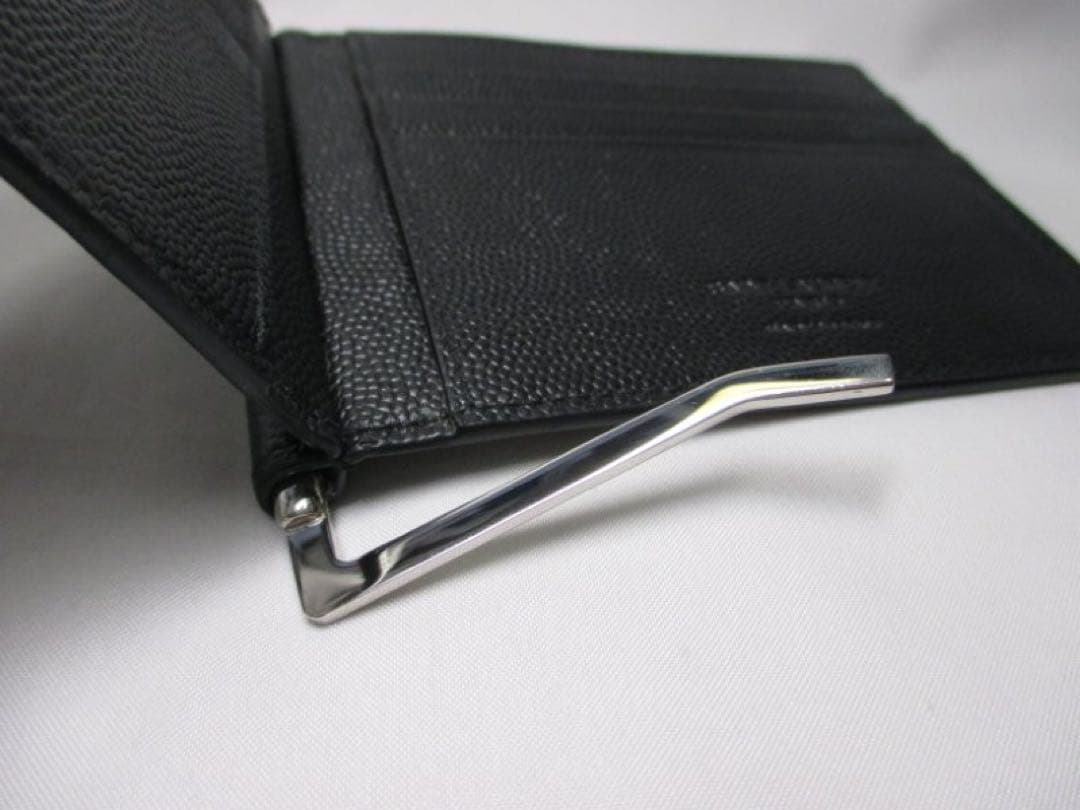 美品 サンローラン 二つ折りマネークリップ 札入れ マネークリップ 黒 革 中古