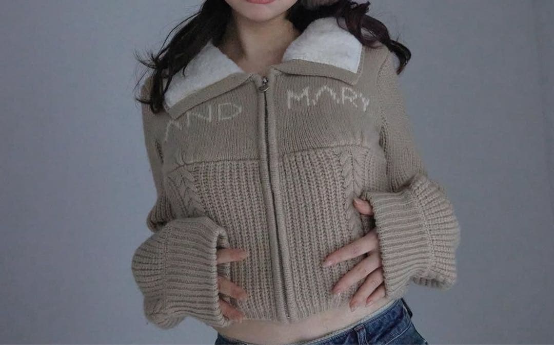 Mary logo zip tops ANDMARY ニット