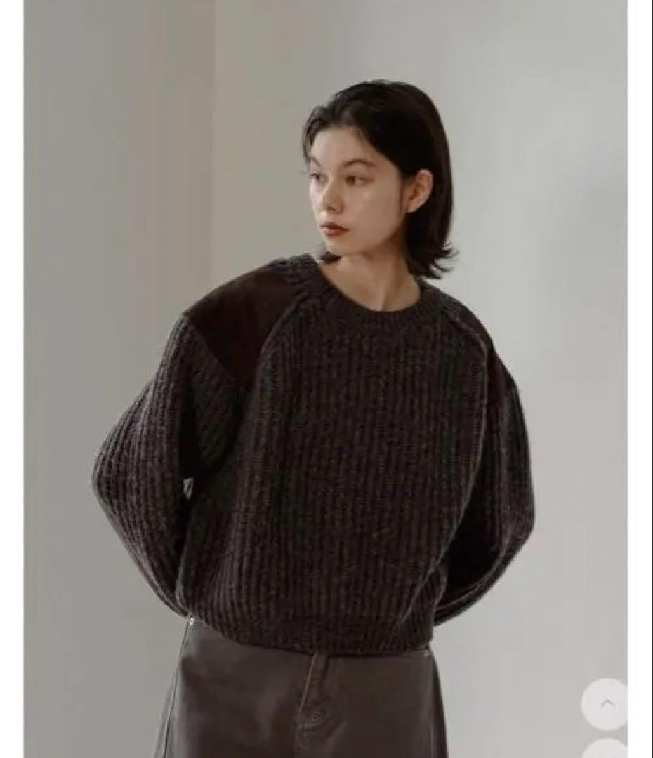 トップス nokcha vintage like accent knit BROWN