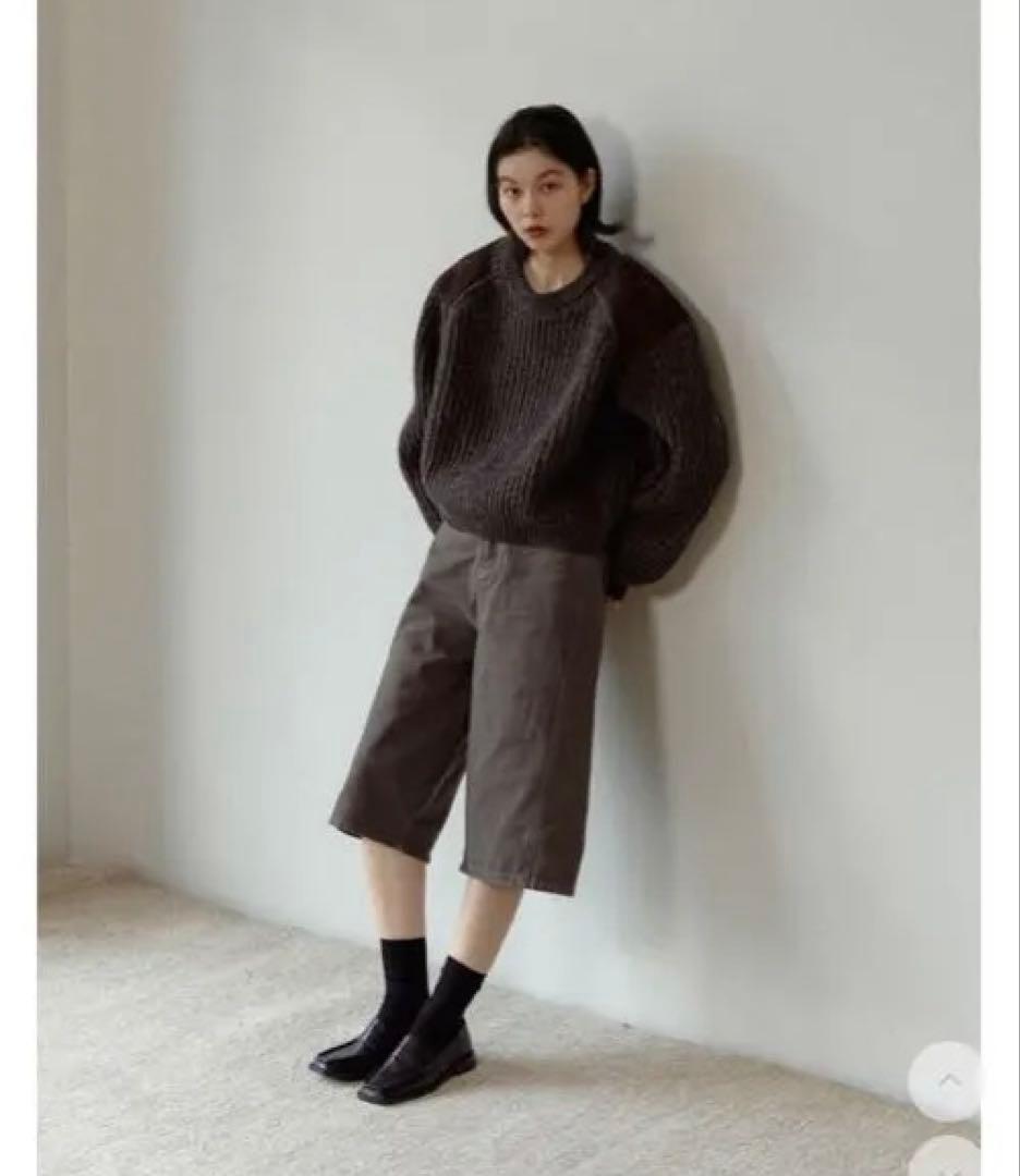 トップス nokcha vintage like accent knit BROWN