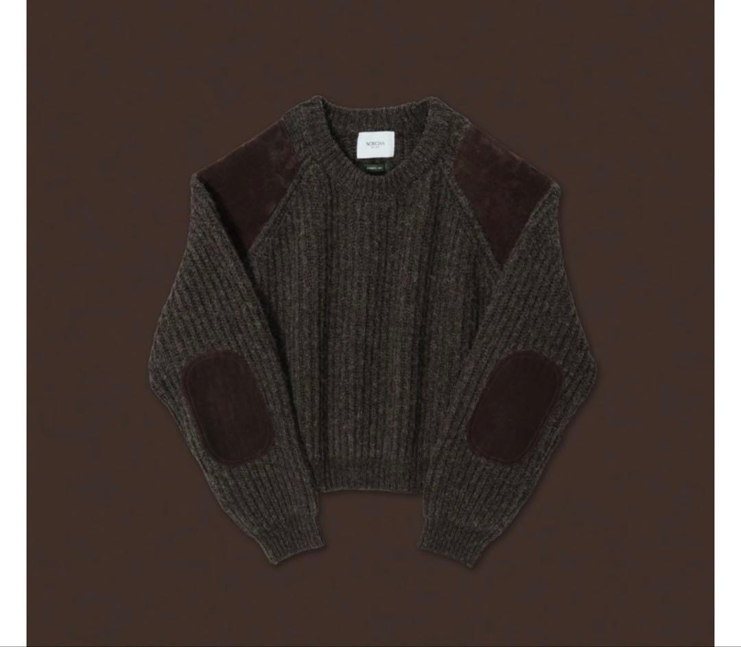 トップス nokcha vintage like accent knit BROWN