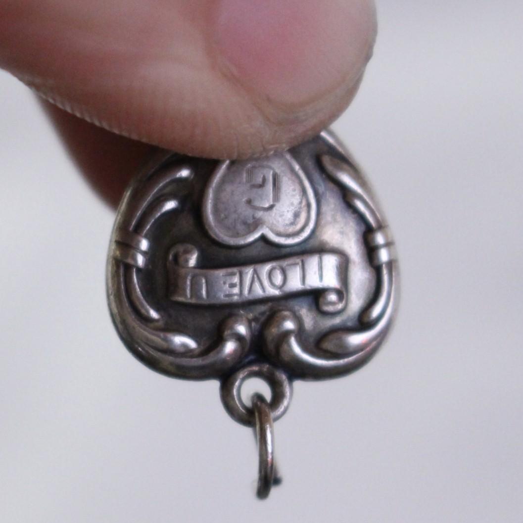 40s　スウィートハートジュエリー　パフィハート　シルバー　ハート　ILOVEU