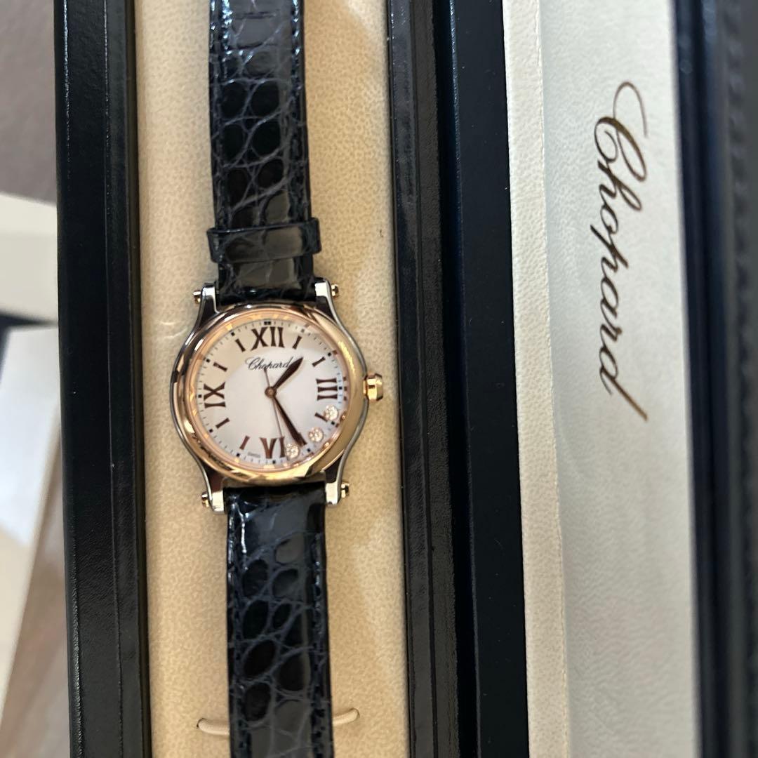 美品⭐︎ベルト3本付き⭐︎ショパール　ハッピースポーツ　ダイヤモンド　美品　腕時計