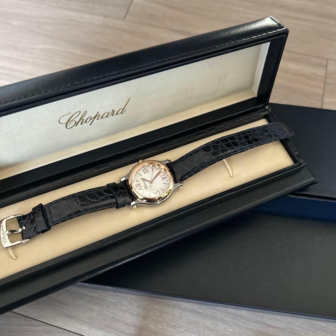 美品⭐︎ベルト3本付き⭐︎ショパール　ハッピースポーツ　ダイヤモンド　美品　腕時計