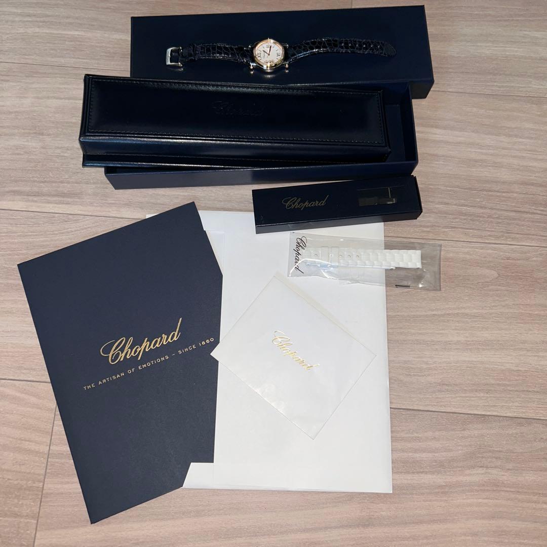 美品⭐︎ベルト3本付き⭐︎ショパール　ハッピースポーツ　ダイヤモンド　美品　腕時計