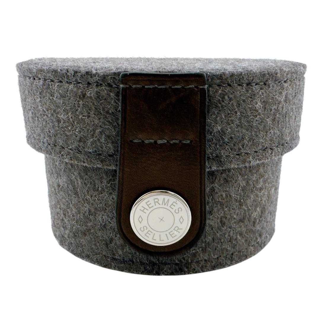 未使用級◇エルメス シュガーボックス ポーチ フェルト グレー 小物入れ