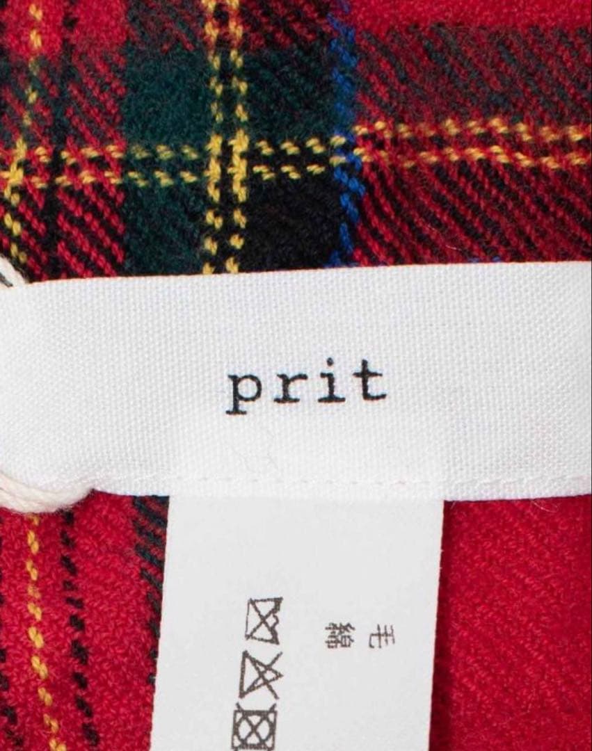 prit プリット ウールコットンタータンチェックストール レッド