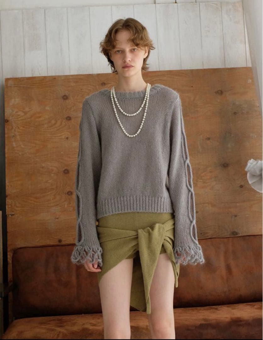 週末限定価格✨leinwande Open Cable Sweater Gray