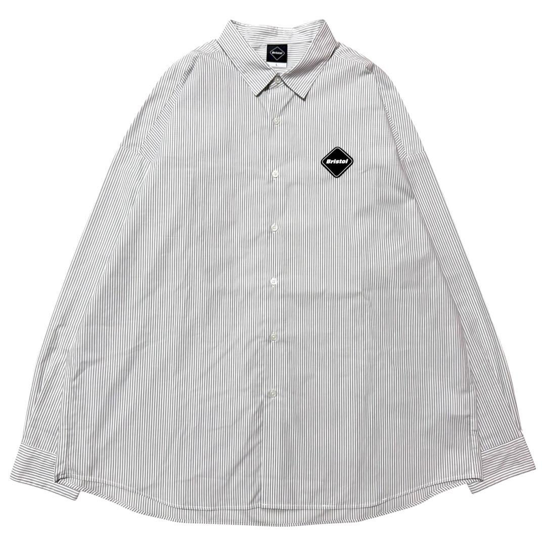 美品 FCRB 25SS ビッグ ロゴ プリント ストライプ バギー シャツ L