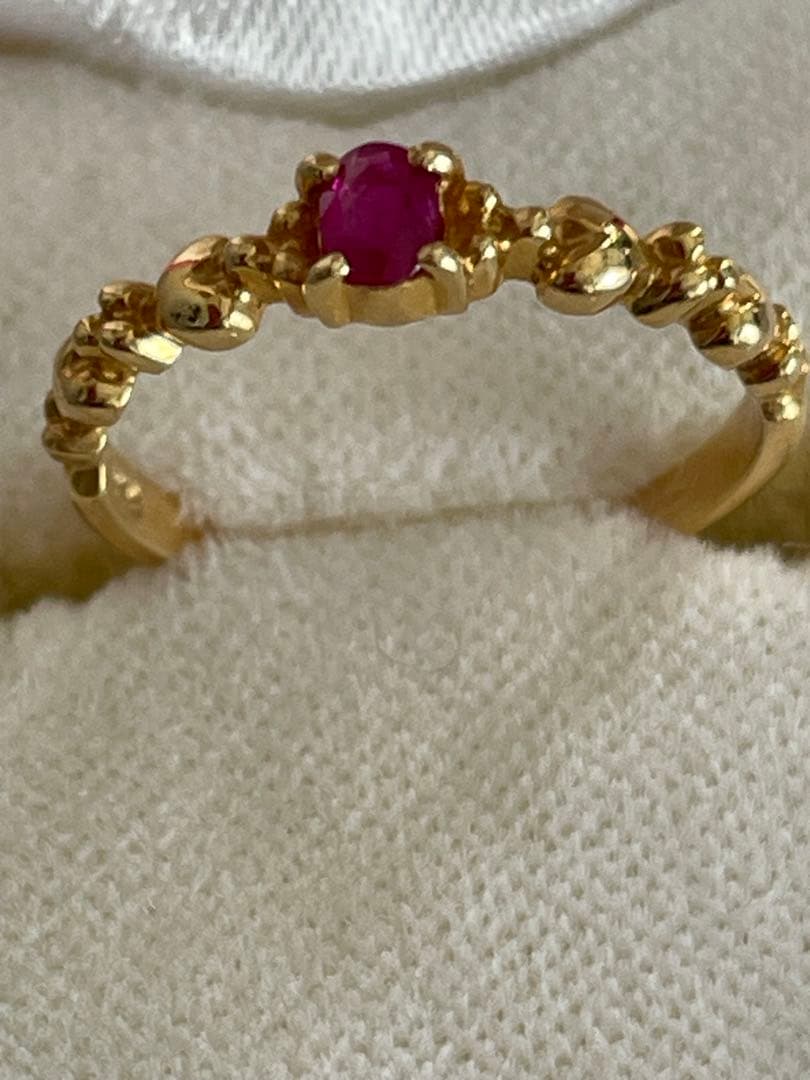 18Kゴールド ストーン付きピンキーリング