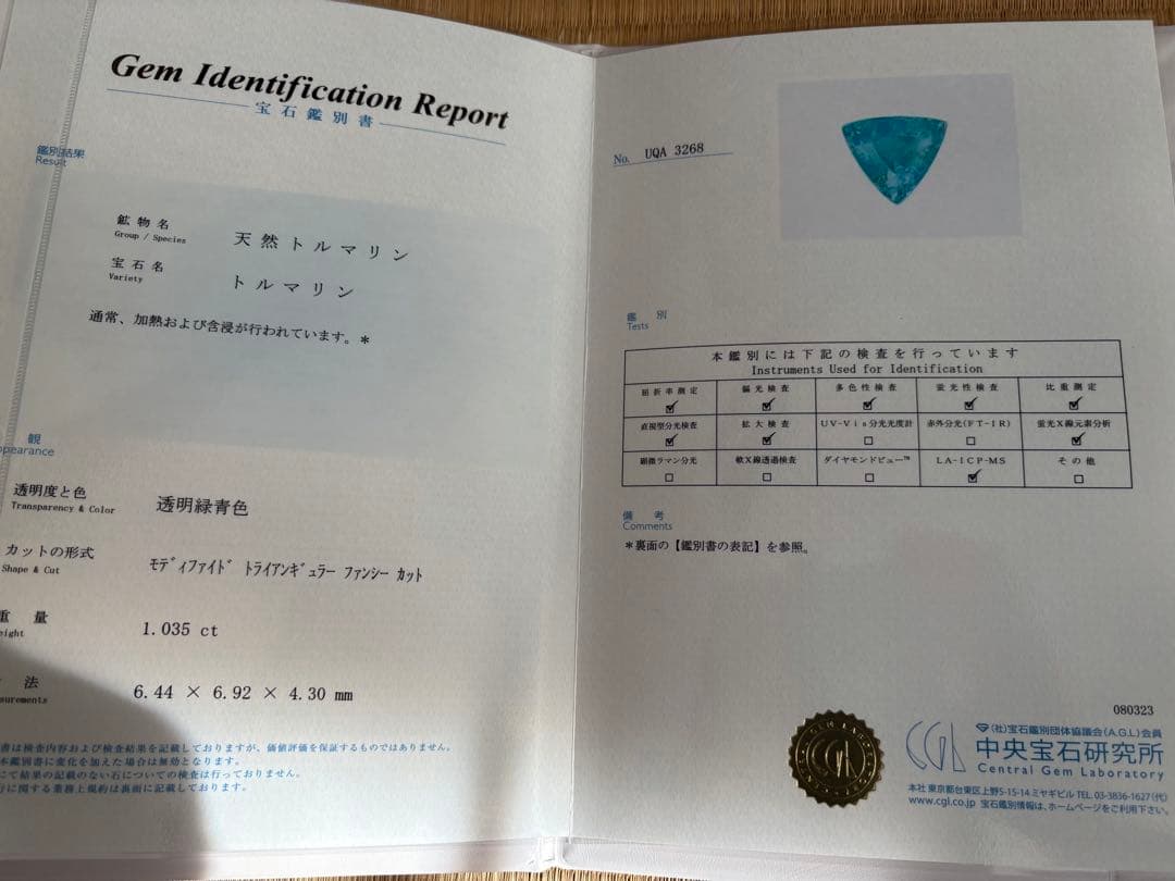ブラジル産　パライバトルマリン リング　1ct PT900
