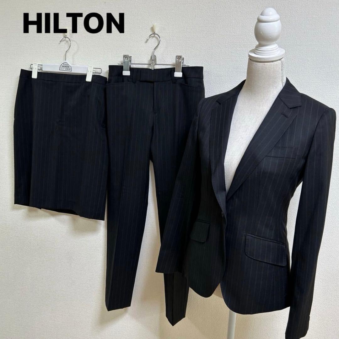 新品　洋服の青山 HILTON ヒルトン　3点スーツ パンツ ブラック系 M