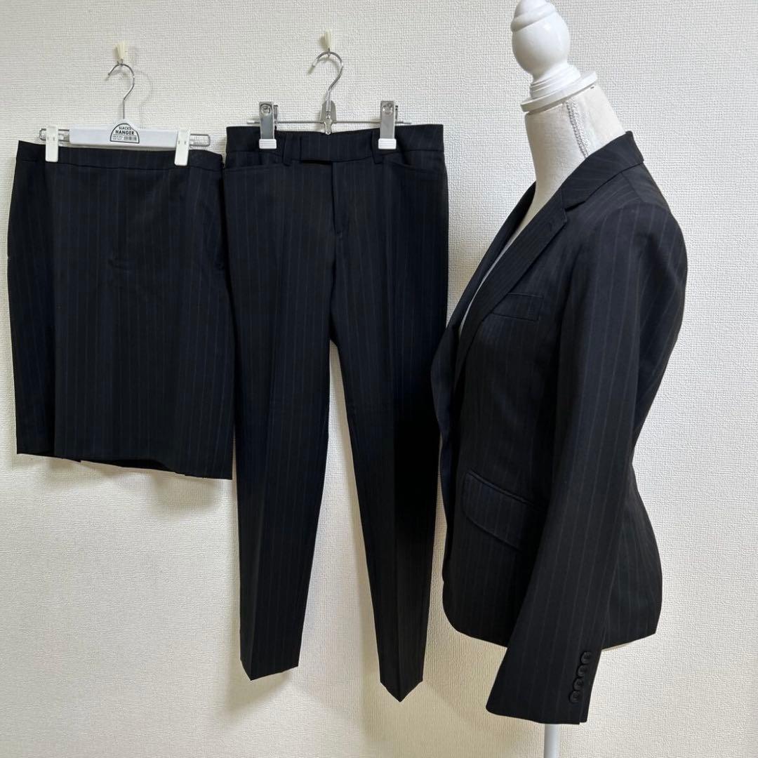 新品　洋服の青山 HILTON ヒルトン　3点スーツ パンツ ブラック系 M