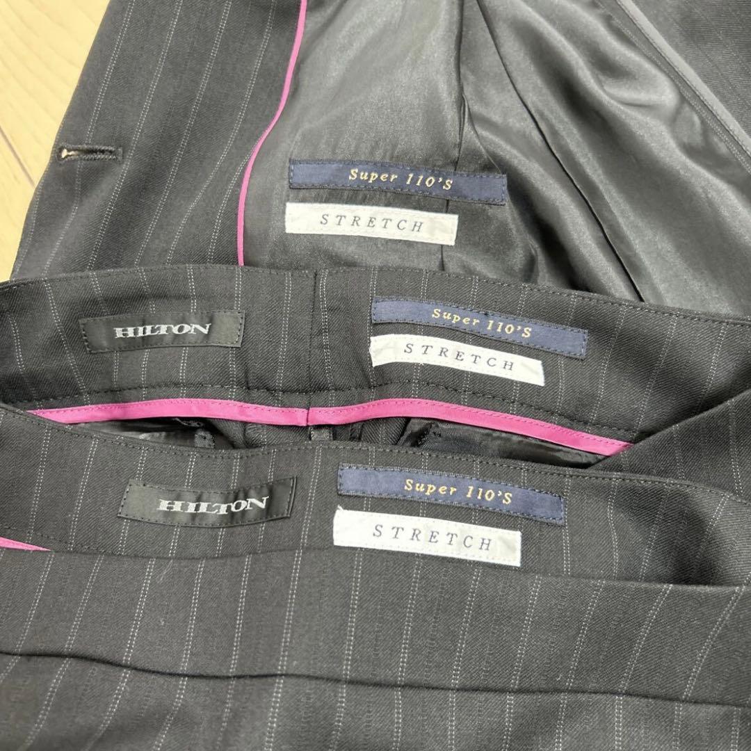 新品　洋服の青山 HILTON ヒルトン　3点スーツ パンツ ブラック系 M