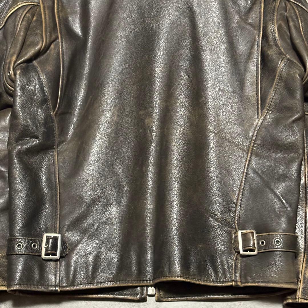 【エイジング】シングルライダース　M レザージャケット　ブルゾン　【36】