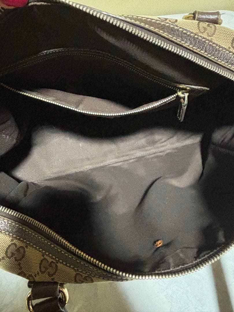 GUCCI ハンドバッグ GG柄 キャンバス生地 茶色