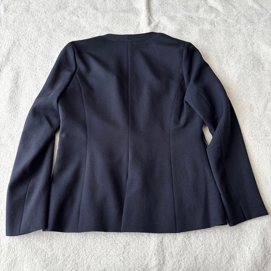 美品 INDIVI インディヴィ ノーカラー パンツスーツ ノーカラー L