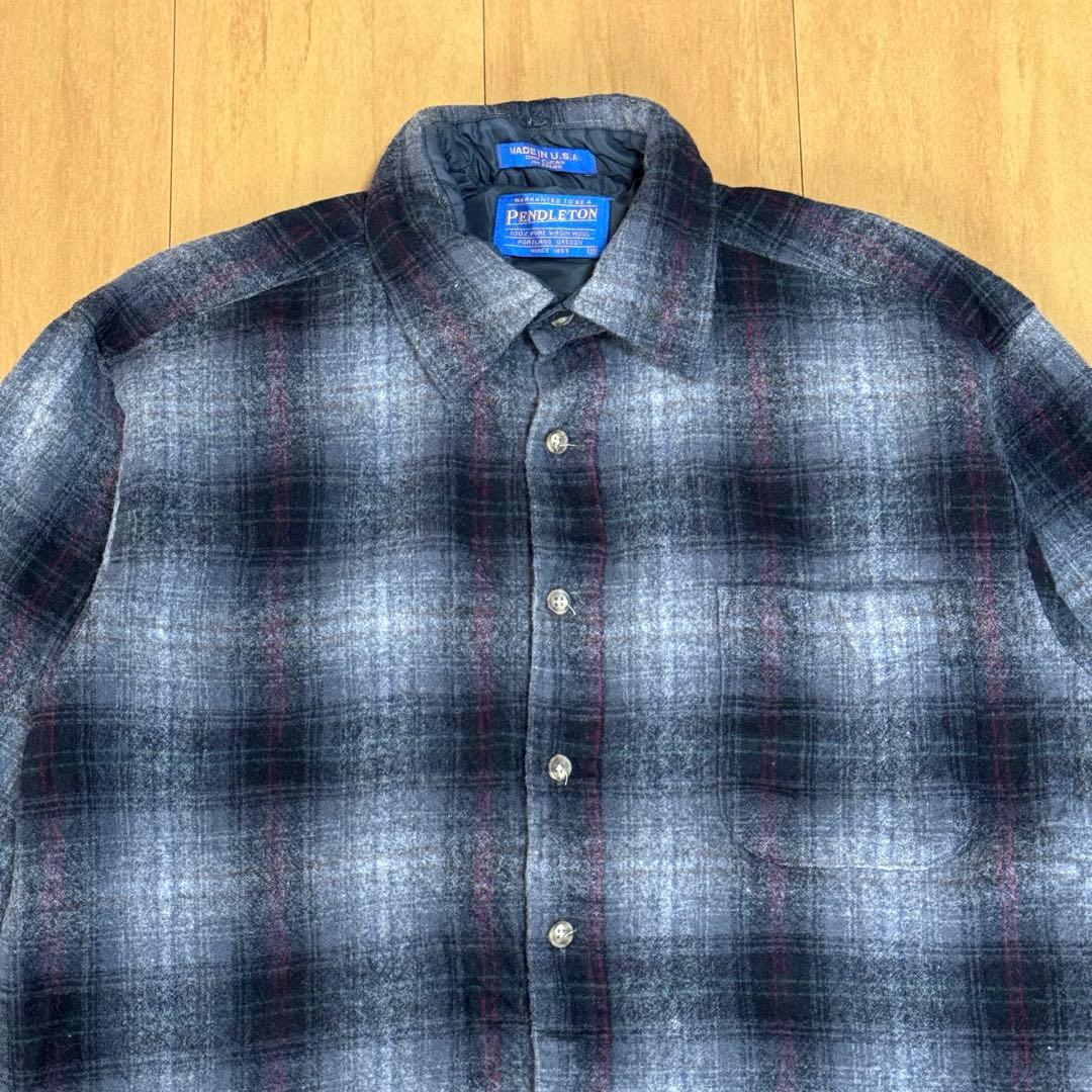 Pendleton USA製 オンブレチェック ウールシャツ オンブレシャツ