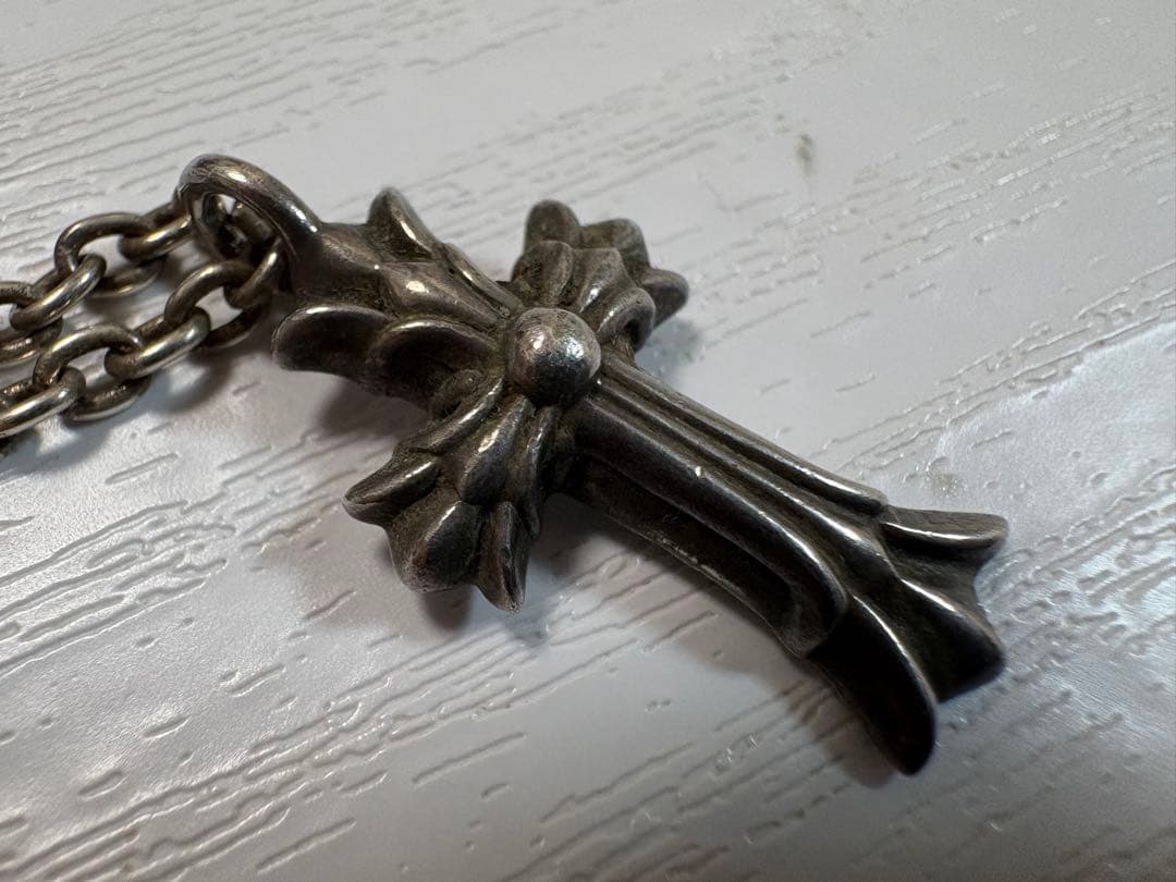 クロムハーツ　ダブルCHクロスチャーム 袋　チェーン付き　ネックレス シルバー