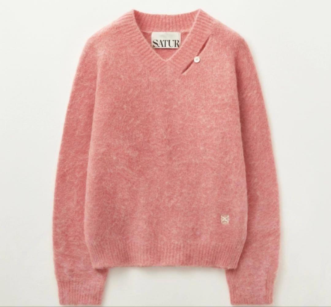 トップス SATUR ESSEN TWO-TONE MOHAIRPULLOVER KNIT