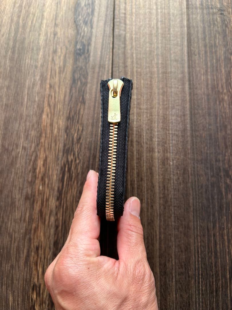 クロコダイル　ポロサス　ブラック　コンパクトウォレット　L字ファスナー　財布