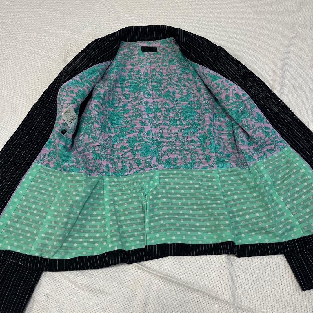 ポールスミス　ブラック　スーツ　セットアップ　ストライプ　40 花柄　黒　L