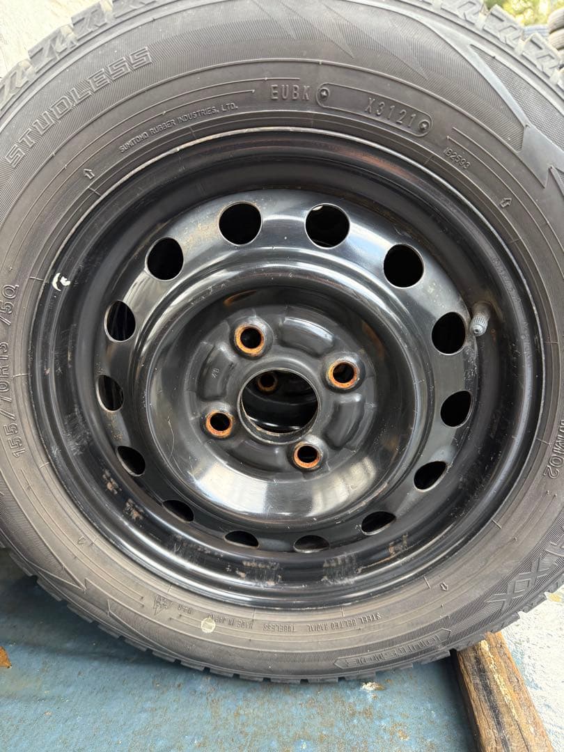 ダンロップスタッドレス155／70R13 75Qスチールホイールセット