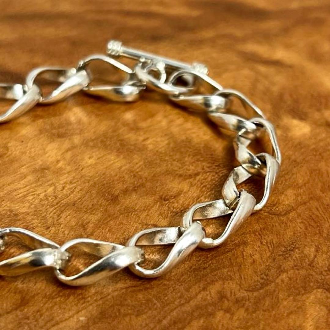 USヴィンテージ シルバー ウェーブリンク ブレスレット 925