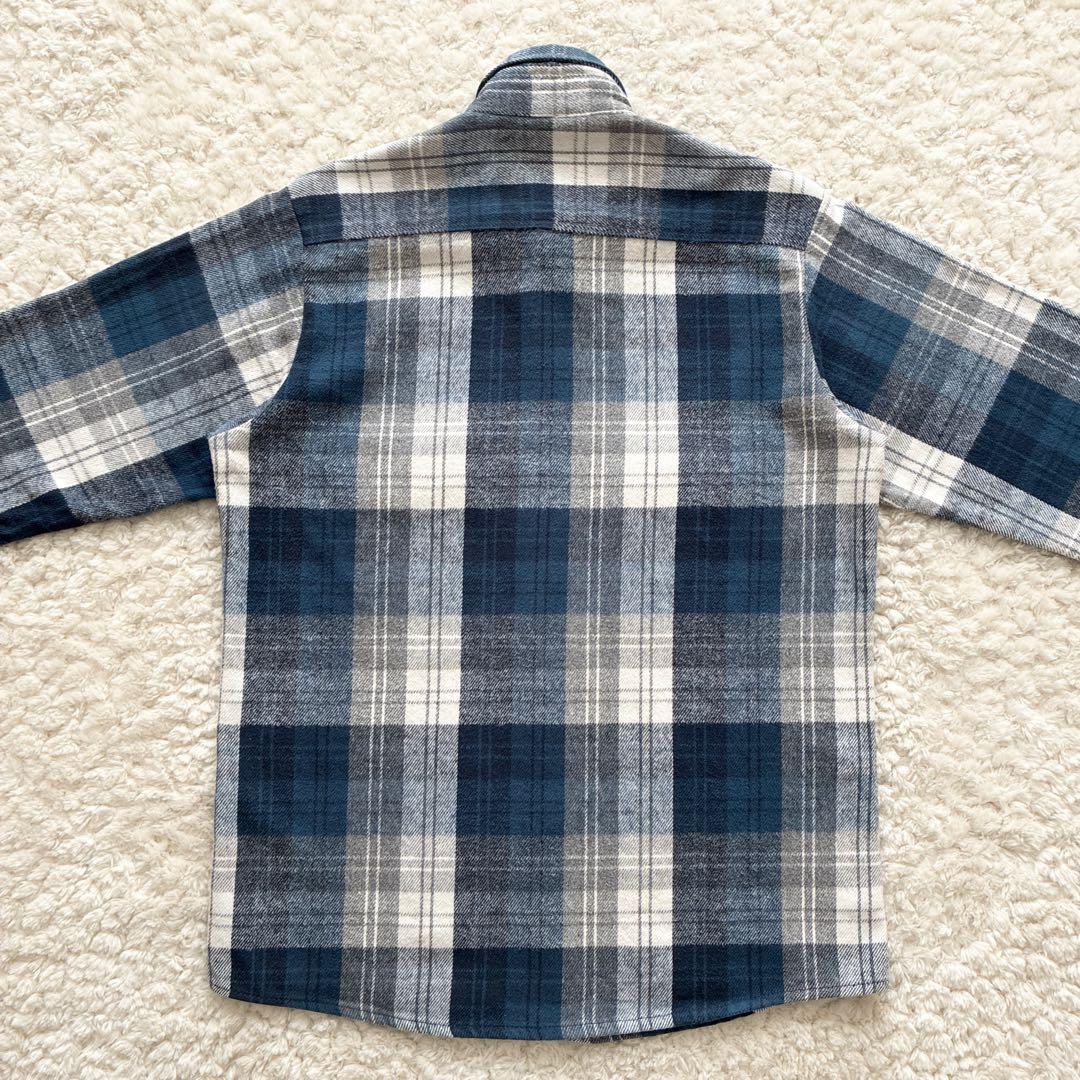 美品80s90sUSA製FIVE BROTHERネルシャツ 青×グレーチェックM