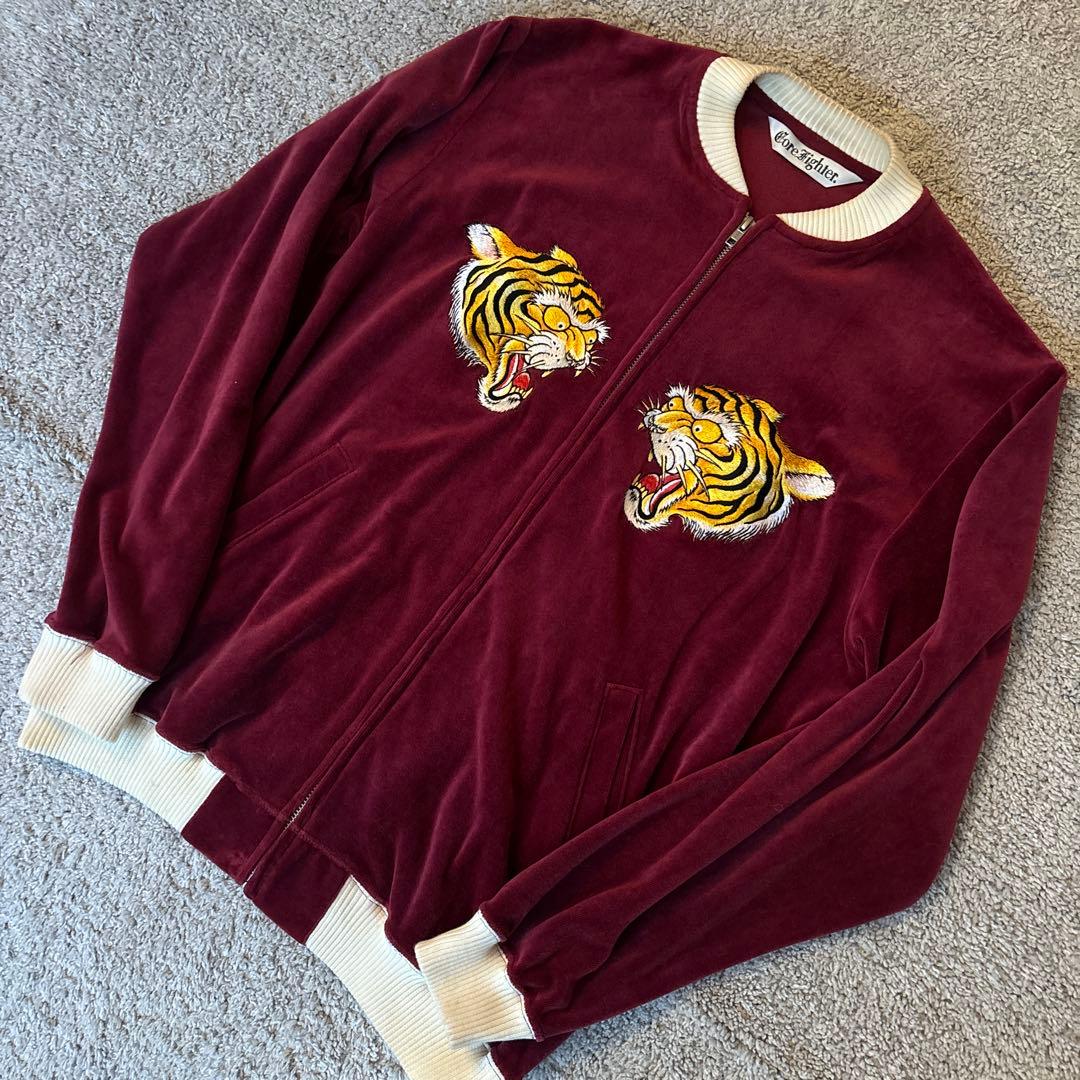 Core Tighter ベロアスカジャン　ビンテージ　虎刺繍