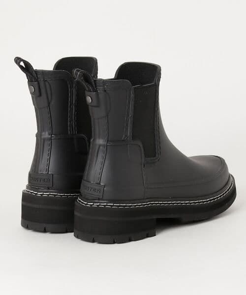 Hunter 防水 ブラック チェルシーブーツ