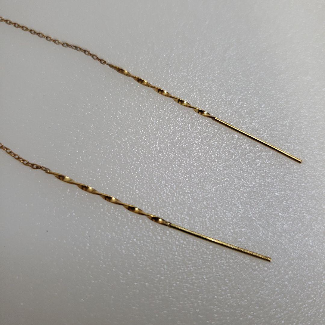 新品本物18金 チェーンデザインピアス ラッピング無料