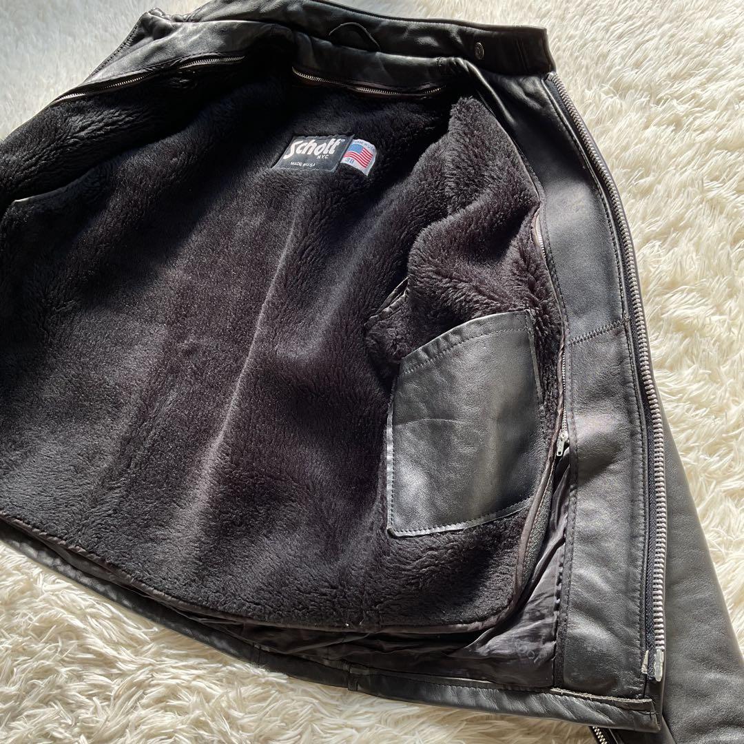 人気✨schott 641 レザージャケット　シングルライダース　38 ブラック