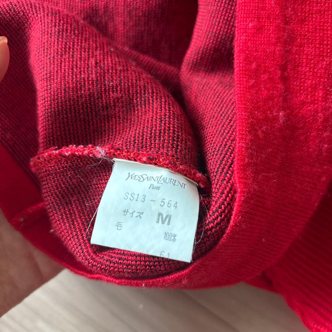 イブサンローラン　 Yves Saint Laurent レッドポロニットM 赤