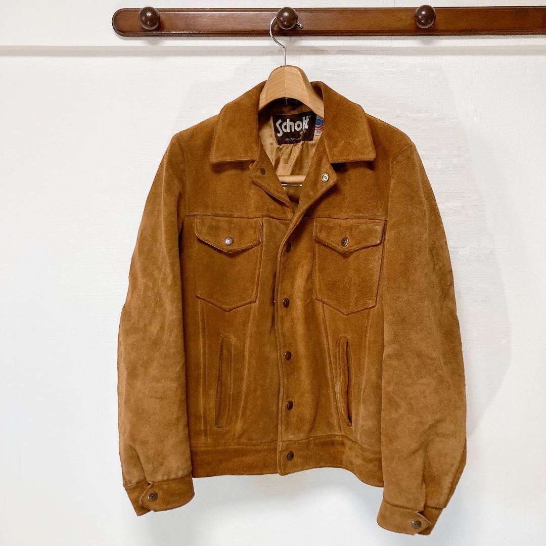 Schott スウェード トラッカージャケット レザージャケット ブラウン 34