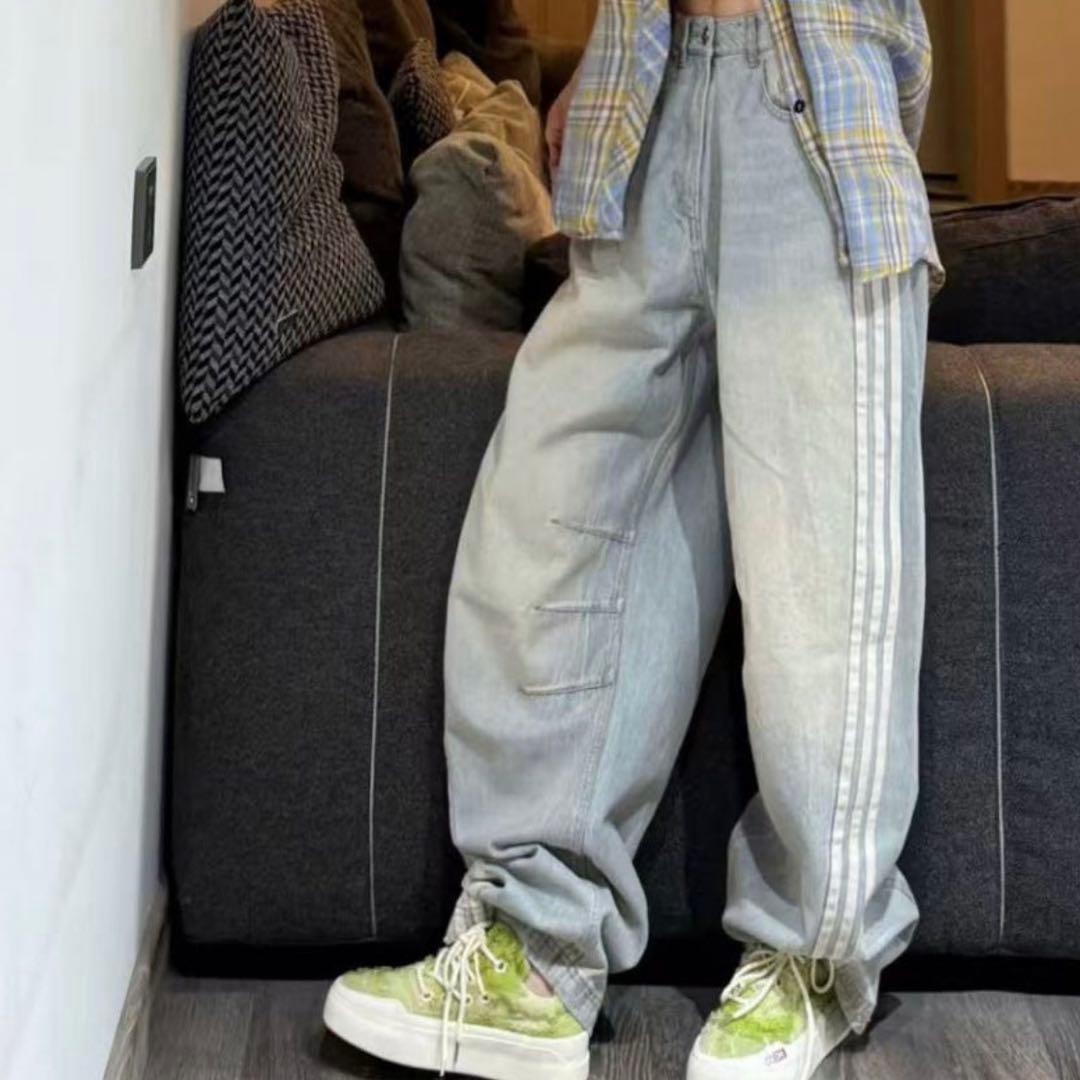 新品24⭐️ADILENIUM バナナフィット ブルー ウォッシュドデニムパンツ