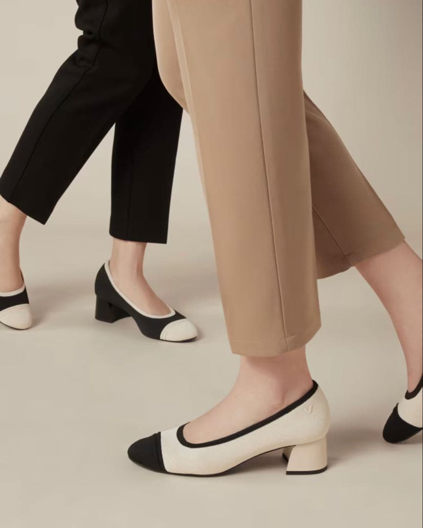 【新品】VIVAIA ラウンドトゥ チャンキーヒール パンプス35.5