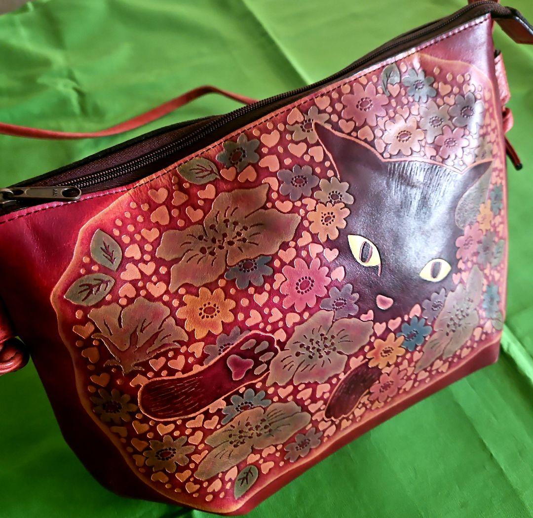 未使用保管品CATWALK OIKAWA猫×花柄 日本製 ショルダーバッグ