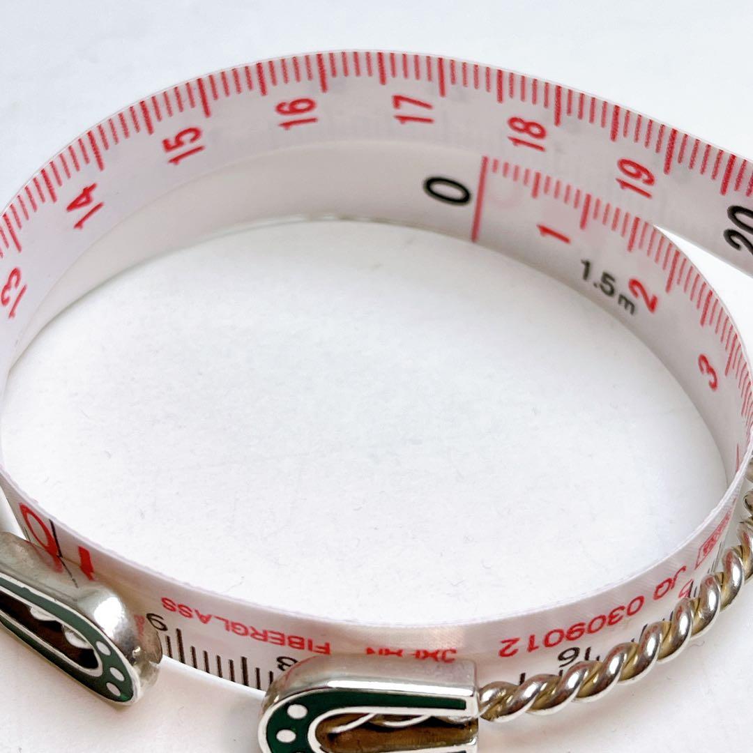 グッチ　ヴィンテージ　ツイスト　ホースシュー　バングル　グリーン　925